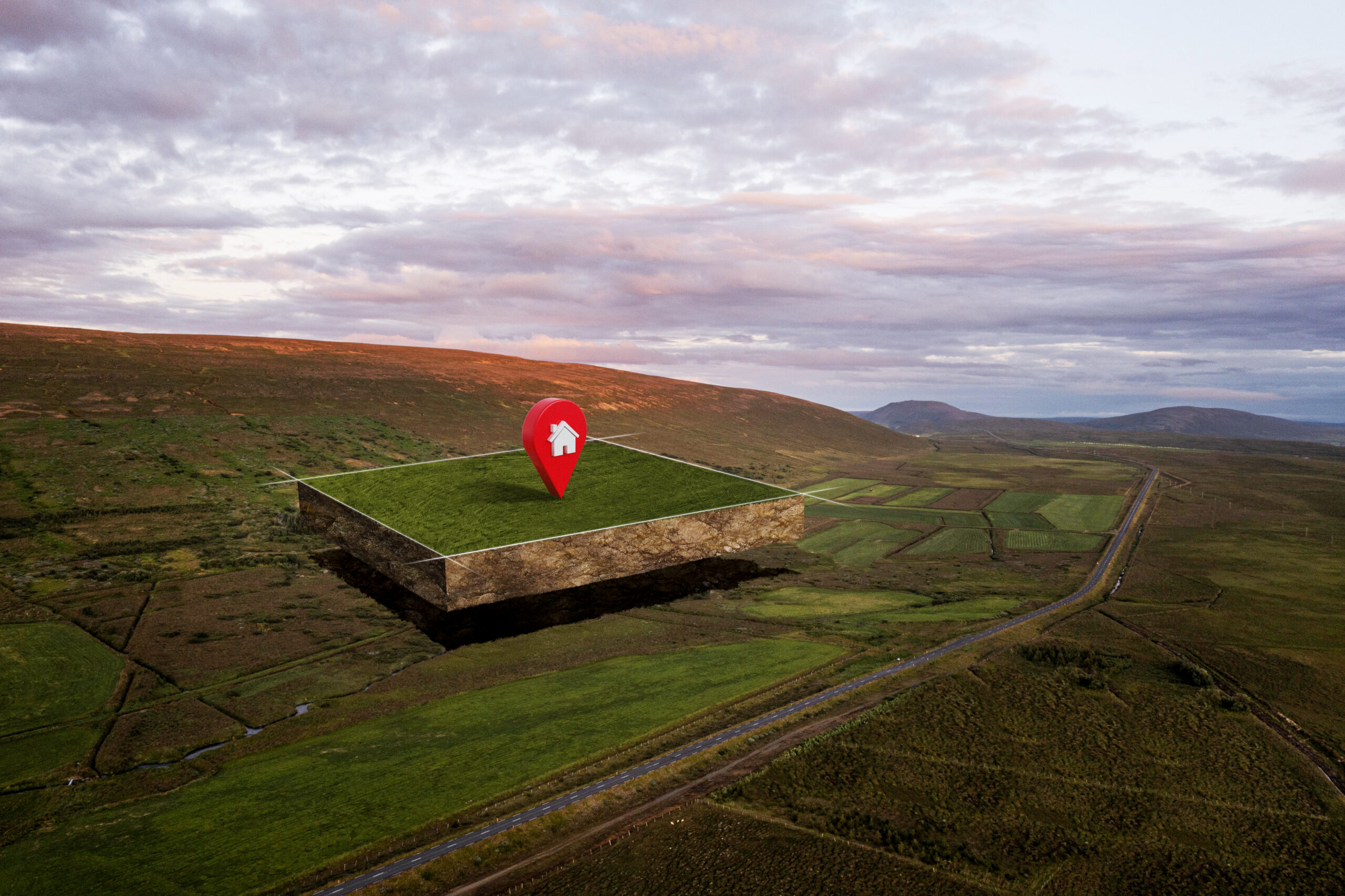 land plot with nature landscape location pin (1)