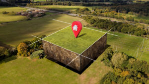land plot with nature landscape location pin